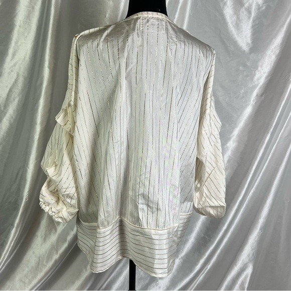 2/$15 Cream Stripe Kimono Duster Cardigan| Open Front Size M| Boho Chic - Picture 3 of 6